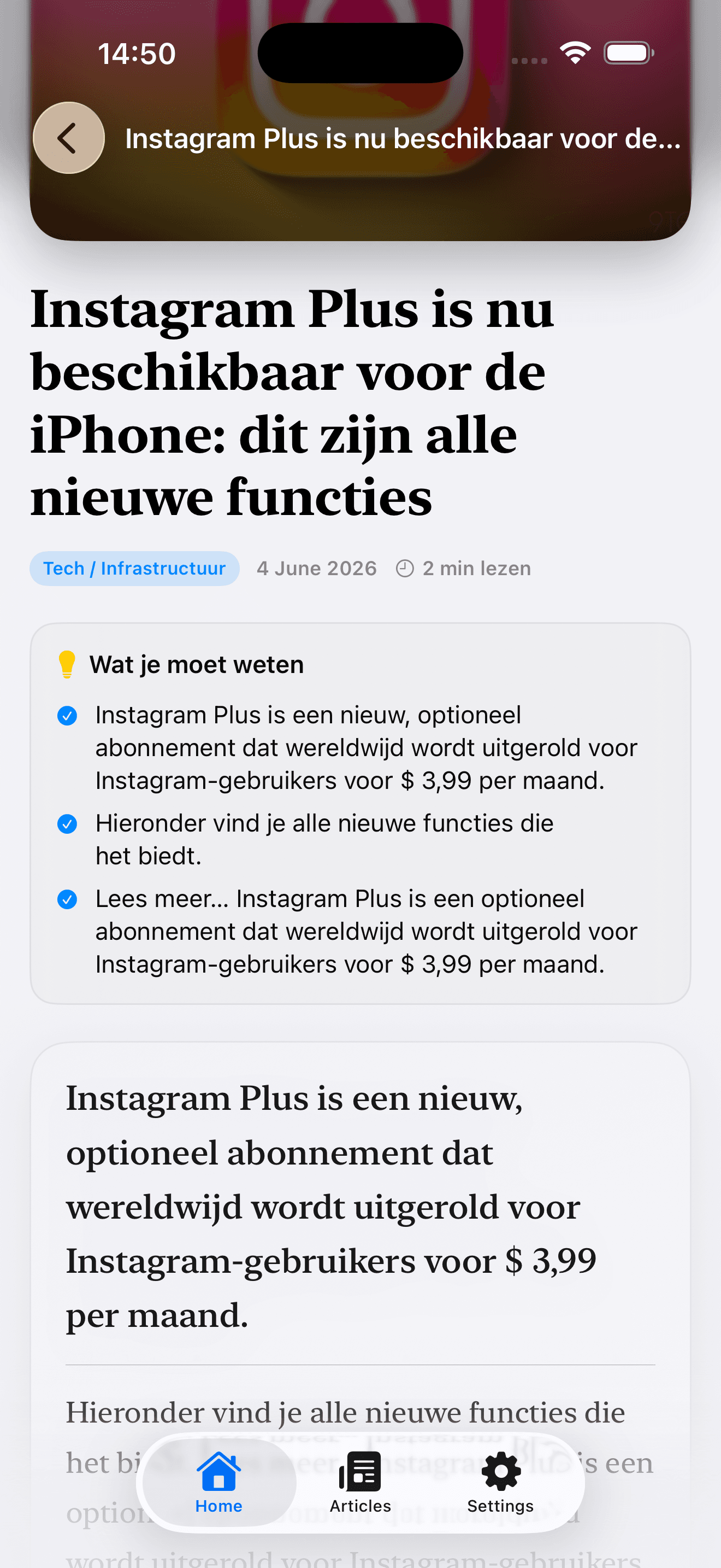Vancoillie News scherm 2