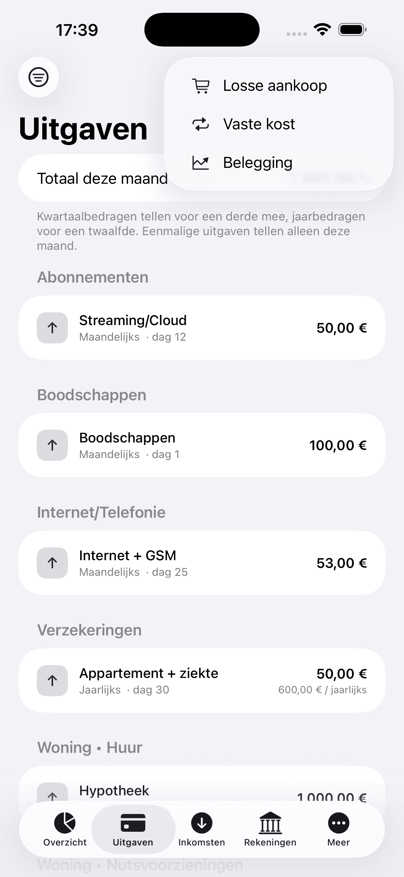 GeldInzicht scherm 2